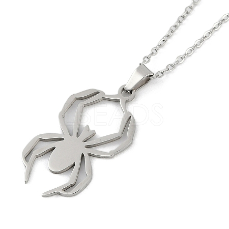 Halloween Series 202 Stainless Steel Cable Chain Spider Pendant Necklaces NJEW-S005-01P-F-1