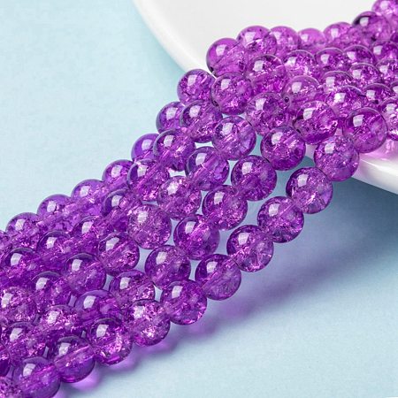Spray Painted Crackle Glass Beads Strands CCG-Q001-8mm-12-1