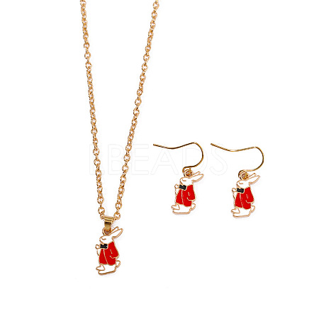 Alloy Enamel Pendant Necklaces & Dangle Earrings Sets for Women PW-WGBD6F2-06-1