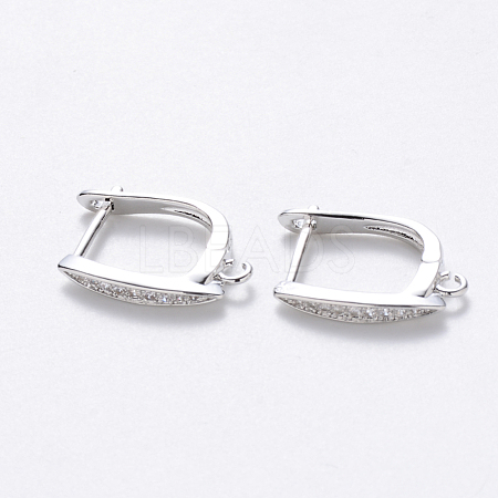 Brass Micro Pave Cubic Zirconia Hoop Earring Findings with Latch Back Closure KK-T048-033P-NF-1