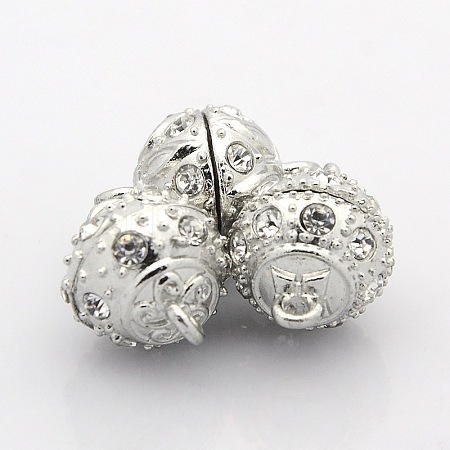 Mixed Round Alloy Magnetic Clasps with Loops PALLOY-P076-M-1