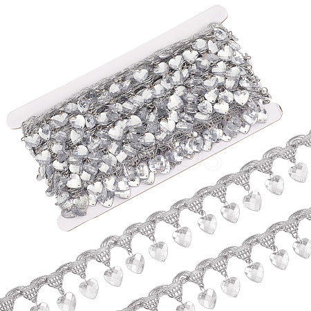 Polyester Lace Ribbon with Plastic Charms Tassel OCOR-WH0078-202A-02-1