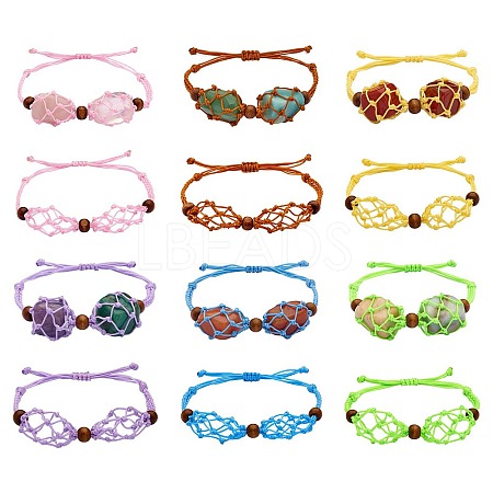 12Pcs Adjustable Braided Nylon Cord Macrame Pouch Bracelet Making AJEW-SW00010-05-1