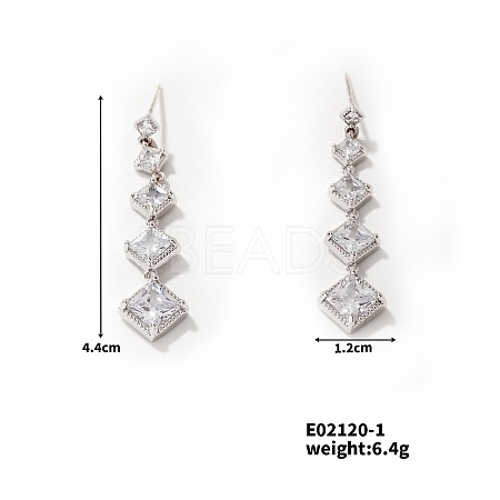 Geometric Cube Stud Earrings with Full Rhinestone Design TL4869-1-1