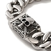 304 Stainless Steel Skull Cuban Link Chain Bracelets for Women Men BJEW-Q341-05D-AS-2