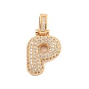 Brass Micro Pave Clear Cubic Zirconia Pendants KK-B099-01G-P-1