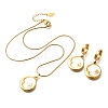 304 Stainless Steel Enamel & Rhinestone Pendant Necklaces & Hoop Earring Set for Women SJEW-C007-02G-02-4