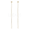 Natural Pearl Beaded Long Chain Dangle Stud Earrings EJEW-JE04932-1