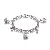 Tarnish Resistant 304 Stainless Steel Charm Bracelets BJEW-L637-25-P-1