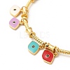 Colorful Enamel Charms Cuff Bangle with Clear Cubic Zirconia BJEW-E073-09G-4