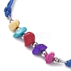 7Pcs Dyed Natural Turquoise Chips Braided Bead Bracelets BJEW-JB09870-3