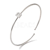 Rack Plating Brass Micro Pave Clear Cubic Zirconia Letter Open Cuff Bangles BJEW-A018-01P-D-1