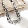 304 Stainless Steel Rectangle Link Chains Bracelets for Men & Women BJEW-D042-46P-2