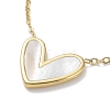 Natural Shell Heart Pendant Necklace with 201 Stainless Steel Cable Chains NJEW-D055-04G-4