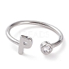 Brass Micro Pave Clear Cubic Zirconia Cuff Rings RJEW-J074-01P-P-1