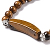 Natural Tiger Eye Beads Charm Bracelets BJEW-K164-B06-3
