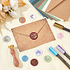 Brass Wax Seal Stamps with Rosewood Handle AJEW-WH0412-0142-4