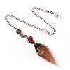 Natural Strawberry Quartz & Resin Hexagonal Pointed Dowsing Pendulums PW-WG7D05E-22-1