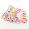 Flower Acrylic Pendant Necklaces and Stretch Bracelets Jewelry Sets SJEW-R048-04-2