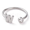 Brass Micro Pave Clear Cubic Zirconia Cuff Rings RJEW-Z005-W-P-1