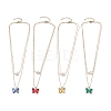 4Pcs 4 Color Glass Butterfly & Natural Pearl Pendants Double Layer Necklaces Set with Clear Cubic Zirconia NJEW-TA00043-1