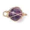 12Pcs 12 Styles Mixed Gemstone Copper Wire Wrapped Round Connector Charms PALLOY-JF02909-3