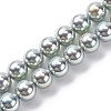 UV Plating Pearlized Glass Pearl Beads Strands GLAA-F128-01B-T23-1