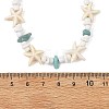 Ocean Natural Amazonite Chip & Natural White Shell Disc & Dyed Starfish Synthetic Turquoise Beaded Necklaces for Women NJEW-JN06390-4