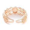 Rack Plating Heart Brass Micro Pave Cubic Zirconia Open Cuff Ring Settings KK-Z071-26KCG-3