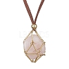 Brass Bar Link Chains Macrame Pouch Empty Stone Holder for Pendant Necklace Making NJEW-JN04488-01-4