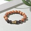 Natural Garnet & Coconut Wood Stretch Bracele with Dragon Head for Men Women BJEW-JB07548-01-2