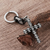 304 Stainless Steel Skull-shape Cross Keychains HC7516-2
