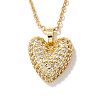 Elegant Romantic Heart Brass Micro Pave Clear Cubic Zirconia Pendant Necklace for Women XT9950-1-3