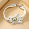 Alloy Pave Imitation Pearl Bowknot Fluffy Plush Choker Necklaces for Women HW5104-1-1