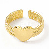 Ion Plating(IP) 304 Stainless Steel Heart Open Cuff Ring for Women RJEW-G275-06G-2
