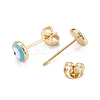Brass Enamel Stud Earrings EJEW-D274-02G-01-2