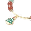 Natural Mixed Gemtone Beaded Stretch Bracelets with Alloy Enamel Christmas Tree Charms BJEW-TA00267-3