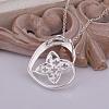Trendy Silver Color Plated Brass Hollow Heart Pendant Necklaces For Women NJEW-BB12801-4
