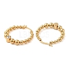 304 Stainless Steel Round Beaded Hoop Earrings with Cubic Zirconia for Women STAS-D085-40G-2