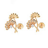 Brass Micro Pave Clear Cubic Zirconia Stud Earring Findings KK-S364-037-1