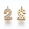Brass Micro Pave Clear Cubic Zirconia Charms ZIRC-L075-60A-02G-1