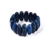 Oval Natural Agate Beaded Stretch Bracelets for Women Men G-Q601-23B-3