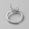Adjustable Rhodium Plated Sterling Silver Finger Rings Components STER-WH0008-28P-3