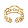 304 Stainless Steel Cable Chain Open Cuff Ring RJEW-T023-40G-2
