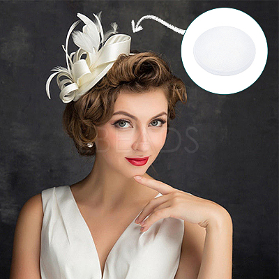 Imitation Hemp Round Fascinator Hat Base for Millinery AJEW-WH0472-45A-04-1