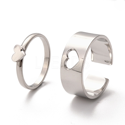 Tarnish Resistant 304 Stainless Steel Finger Rings Sets RJEW-F117-03P-1