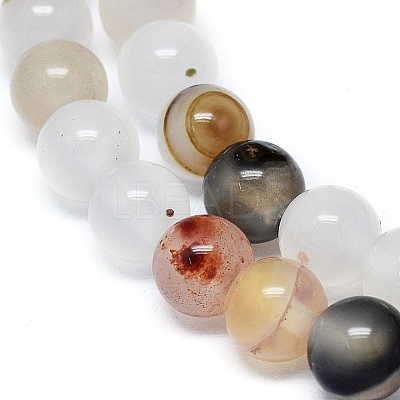 Natural Dendritic Agate Beads Strands G-D0005-18-6mm-1