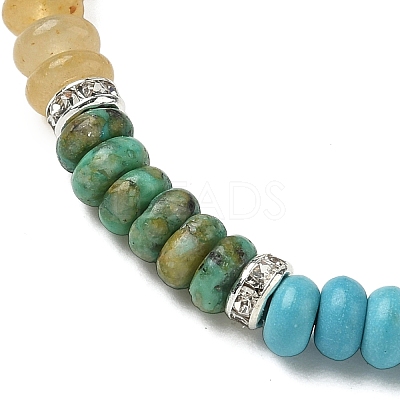 Natural & Synthetic Mixed Gemstone Flat Round Braided Bead Bracelets BJEW-JB09711-1
