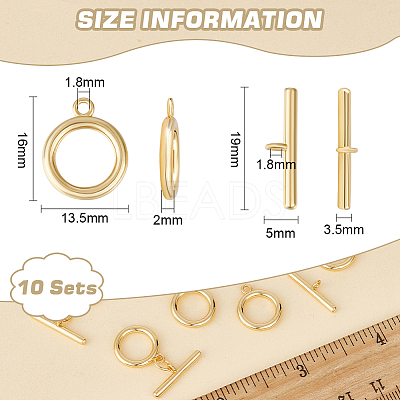 10Pcs Brass Toggle Clasps FIND-BC0005-72-1