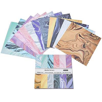 24 Sheet 12 Style Square with Marble Pattern Scrapbook Paper Pad SCRA-GF0001-05-1